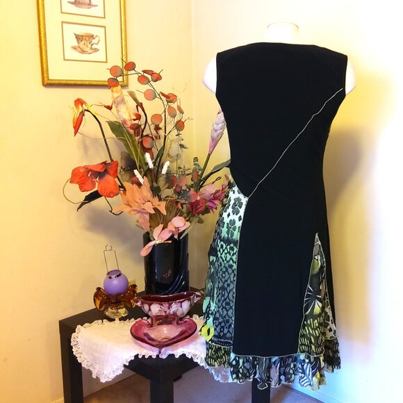 NWOT Laura Well Tailored Black Green Summer Lined Midi Dress Size 8 - Picture 6 of 7